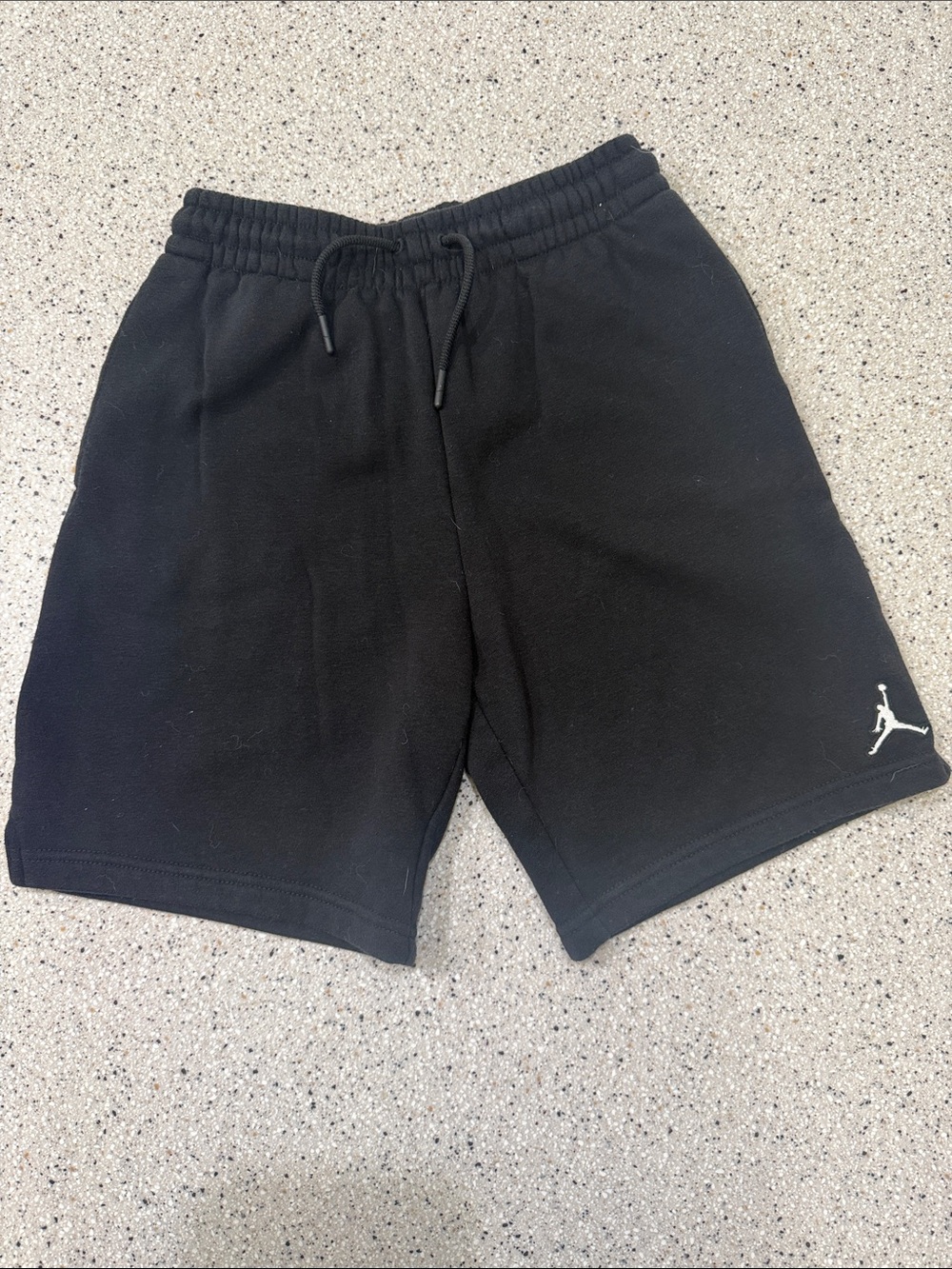 Jordan Black Athletic Fleece Shorts with White Jumpman - Boys Large